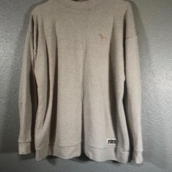 Pink women’s small white sweatshirt logo long sleeve pullover terry cloth crew - Picture 1 of 4